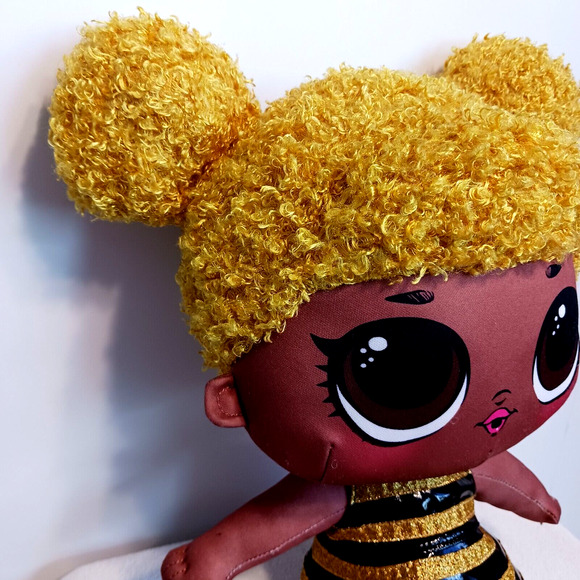 LOL Surprise Plush Doll 15" Brown Face Eyes Yellow Hair Queen Bee Curly Girl Toy - Picture 2 of 15